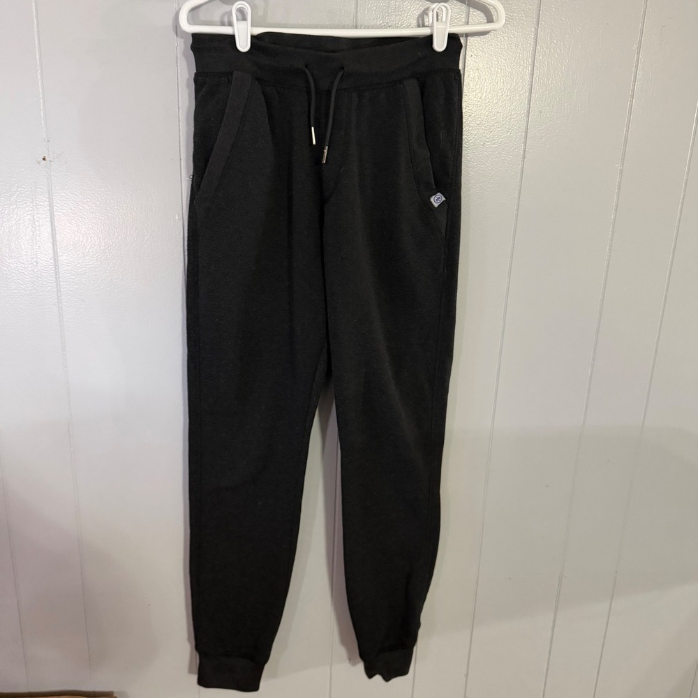 Monument Jogger Sweatpants Mens Small‎ Black Drawstring Fleece Tapered Cuffed